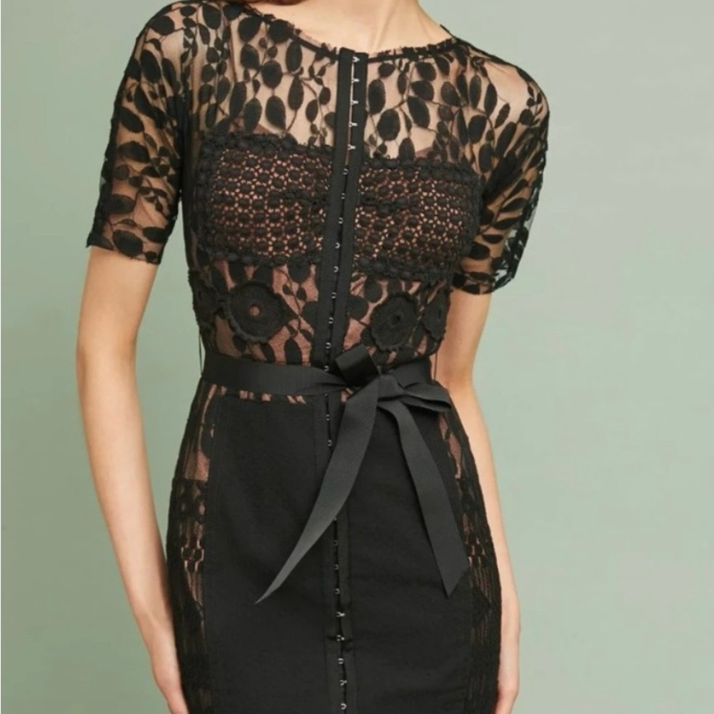 Beguile by Byron Lars Carissima Black Lace Sheath Dress size 4